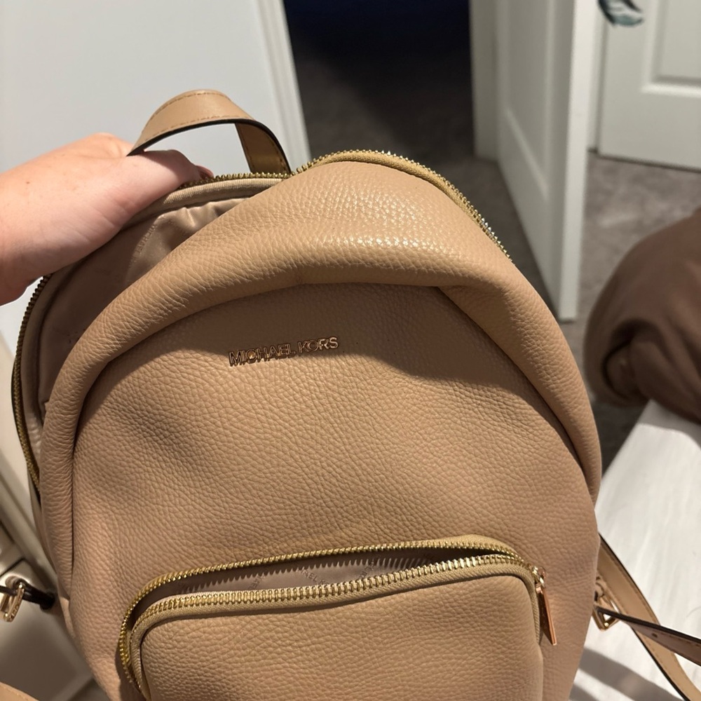 Michael Kors Tan Leather Backpack with Gold Hardware